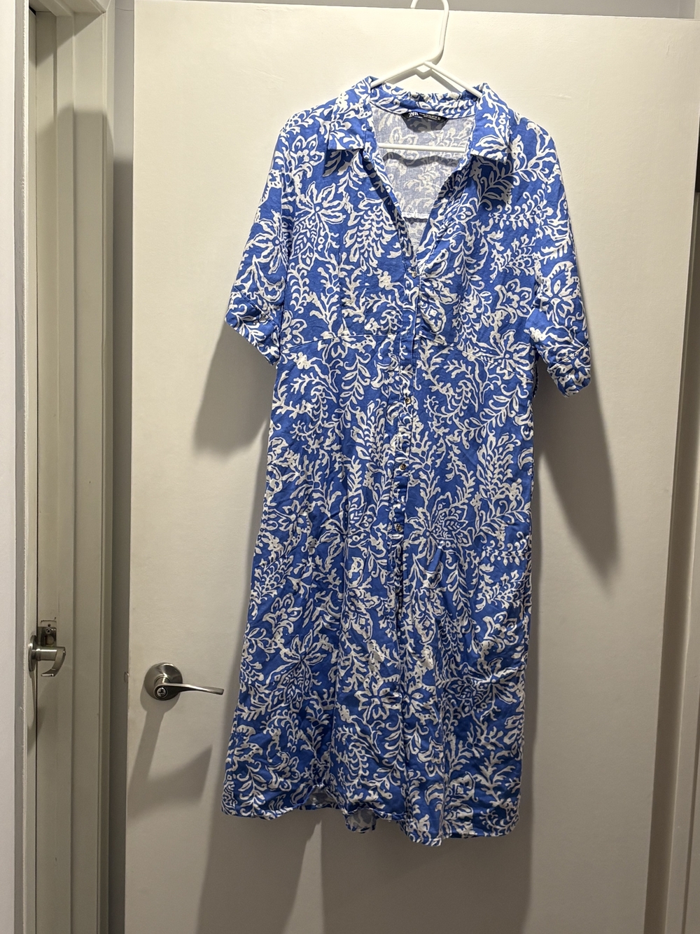 Zara Blue and White Floral Maxi Dress